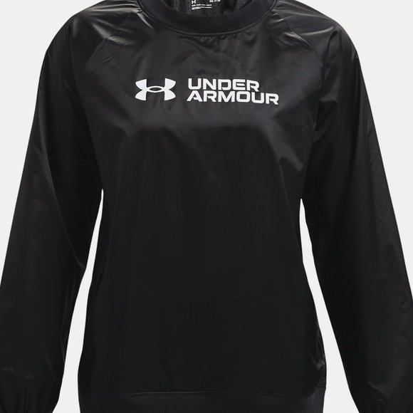 Under Armour Women's RUSH Woven Shine Crew Sweatshirt Small Black 1364012 Sample - Picture 7 of 8
